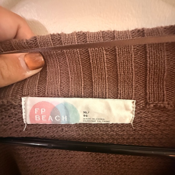 Free People Hailee Cardigan Lounge Set Size XL Brown Waffle Knit 2 Piece NWOT - Picture 5 of 6